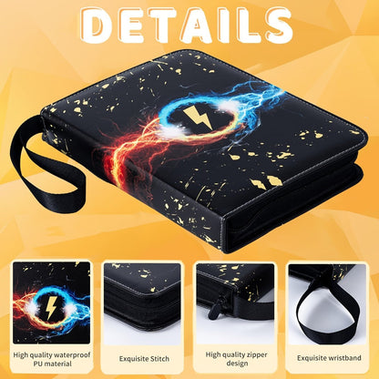 Nine-Pocket Trading Card Binder with 50 Removable Sleeves, Three-Ring Interior and Zippered Carry Case
