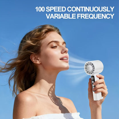 Two-Pack 1800mAh Handheld Fans with 100-Level Speed Display, USB-C Charging and White or Dark Gray Sets