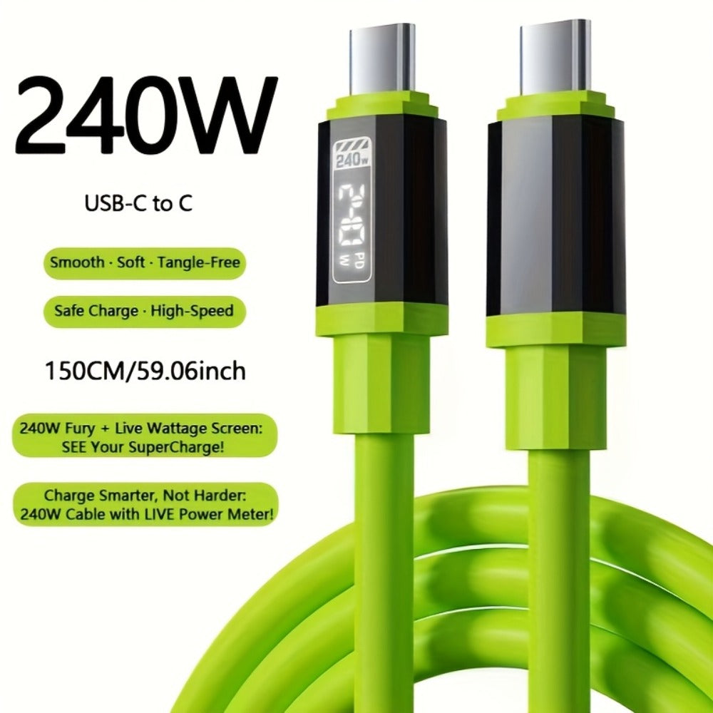240W USB-C Fast Charging Cable 3/5 Pack 1.5M, Super Fast Charger Cord Compatible with iPhone 15 16, Samsung Galaxy S25 S24, iPad, MacBook, Android & All Type-C Devices, Sturdy Flexible Cord