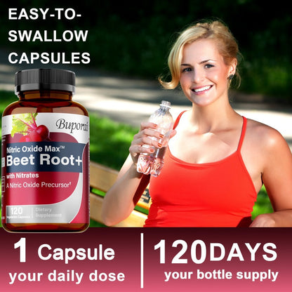 Dietary Supplement Beet Root Capsules with Source-Listed Nitrates, Black Pepper and Antioxidants, 120 Count