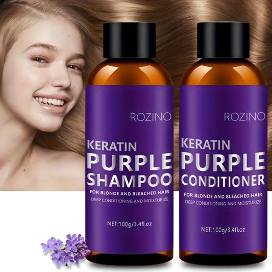 Purple Shampoo and Conditioner Set 2pcs – Toning Deep Cleansing & Moisturizing for Blonde Silver Gray & All Hair Types | Strengthens Hair Prevents Breakage & Split Ends