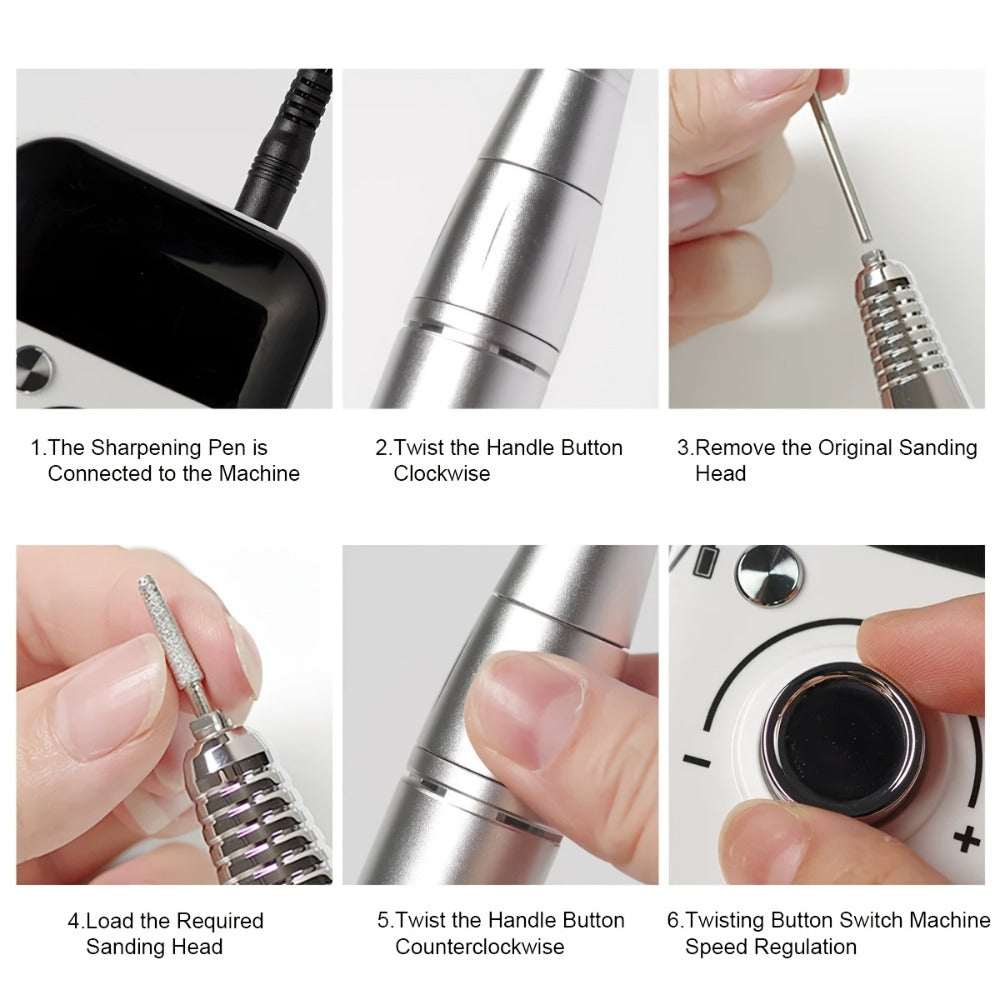 Electric Nail Drill 45000 RPM Rechargeable Kit with LCD, Forward Reverse and Four Color Options