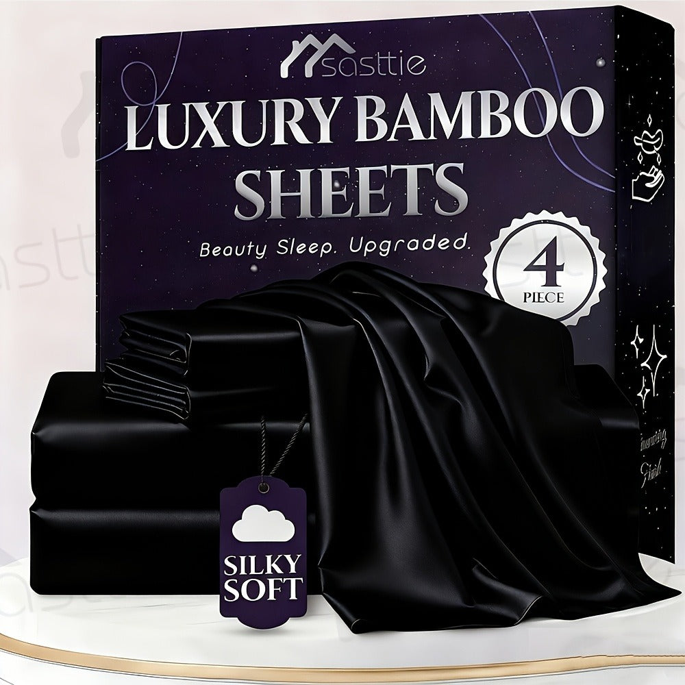 Four-Piece Sheet Set with Flat Sheet, Fitted Sheet, Two Pillowcases and 48 Exact Color-Size Options