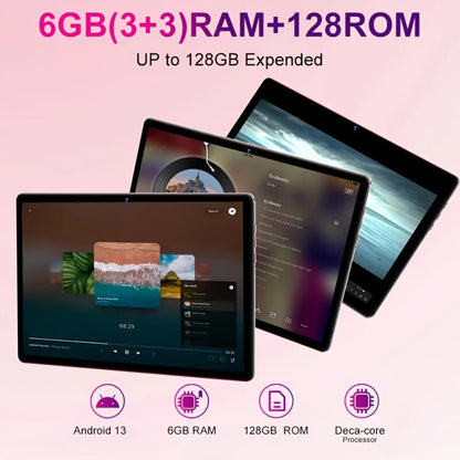 Android Tablet 10.1-Inch with Android 13, 6GB Total RAM, 128GB Internal Storage and Dual 4G LTE SIM