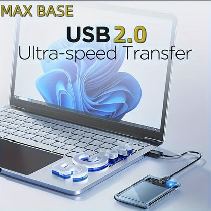 2.5 Inch External Hard Drive Enclosure USB 2.0 to SATA III Converter - Supports Up to 6TB HDD SSD, UASP High-Speed Transfer, Tool-Free Installation, ABS, Compatible with 7mm & 9.5mm Drives (Drive Not Included)