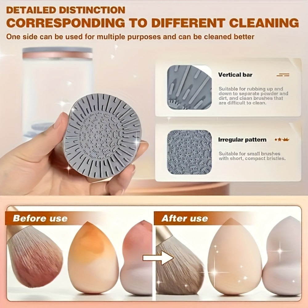 Electric Makeup Brush Cleaner and Dryer with USB Power, Automatic Spinner and Clear Dual-Section Holder