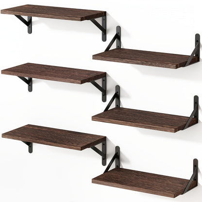 Floating Shelves for Wall, 3 or 6pcs Farmhouse Wall Shelves for Bedroom, Bathroom, Living Room & Kitchen Decor