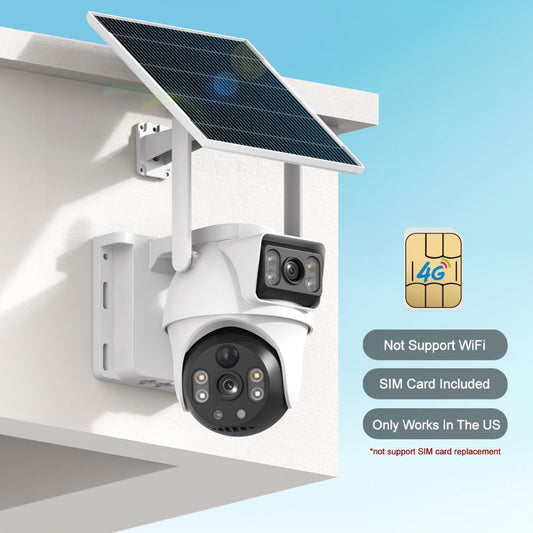 8MP 4G LTE Solar Security Camera Dual Lens PTZ 360° – No WiFi Needed, SIM Card Included, PIR Motion Detection, Full-Color Night Vision, Two-Way Audio, App Control, Outdoor Home & Farm Surveillance
