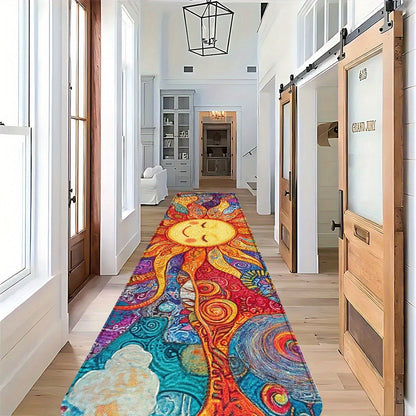Boho Runner Rug Mandala Non-Slip Washable Soft Polyester Kitchen Hallway Mat Sun Totem Colorful Pattern Living Room Bathroom 5 Designs