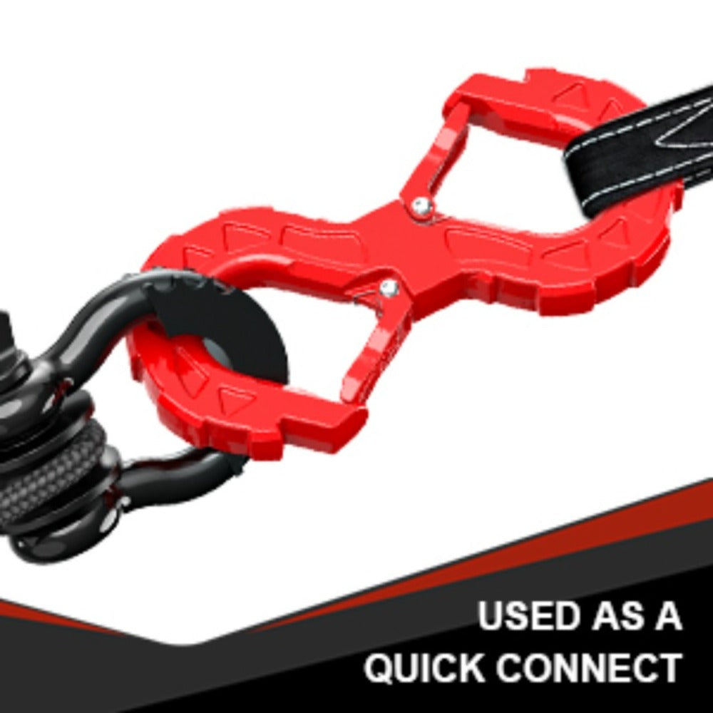 Off-Road Recovery Winch Hook D-Ring Shackle 3/8" 35,000 LB G80 Heavy Duty Quick Release Tow Hook for RV Truck 4x4 Vehicle - Red & Black