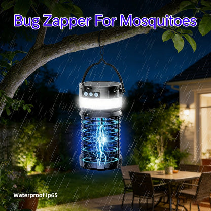 Solar Bug Zapper Outdoor 4000mAh Rechargeable UV Light Mosquito Zapper Electric Fly Trap Insect Killer with Remote Control Night Light Mode for Indoor Outdoor Patio Garden Camping Mosquito Fly Gnat