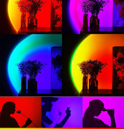 RGB Sunset Lamp Projection with Stand & Remote Control – USB Color Changing Sunset Light for Bedroom, Photography, TikTok, Aesthetic Room Decor & Laptop Compatible