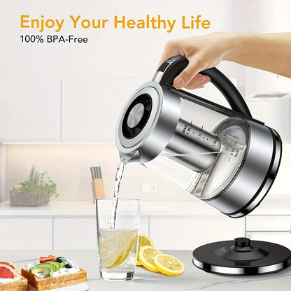 1.8L Glass Tea Kettle with 900W Heating, Adjustable Temperature Control, Infuser and 24-Hour Keep Warm