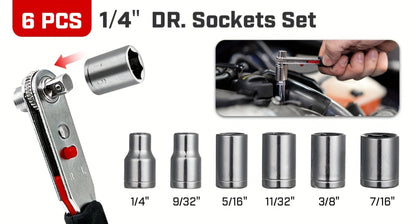 Right-Angle Ratcheting Screwdriver Set with 10- or 16-Piece Bit and Socket Configurations for Tight Access