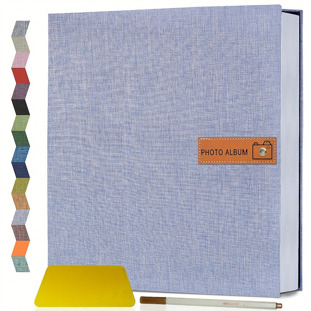 Self-Adhesive Linen Photo Album with 40- or 60-Page Options, Two Cover Sizes, Metal Pen and 12 Colors