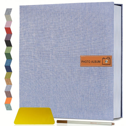 Self-Adhesive Linen Photo Album with 40- or 60-Page Options, Two Cover Sizes, Metal Pen and 12 Colors