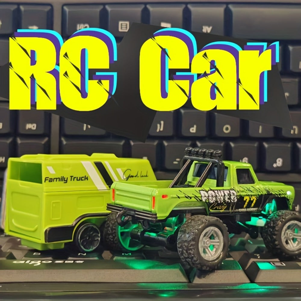 Mini Remote Control Pickup Truck with Detachable Trailer, Five Color Options and Spring Suspension
