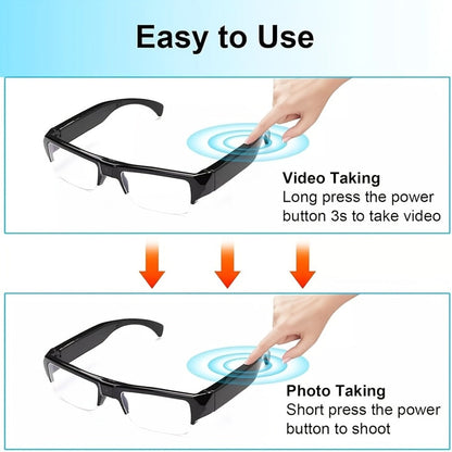 1080p HD Video Glasses 65° Wide Angle - One-Button Sports Camera Glasses, Wearable Body Cam, 120-Min Battery, 32GB & 64GB Options, Driving Cycling Meeting Recording