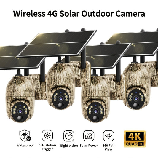 4G LTE Solar Trail Camera No WiFi Needed, Outdoor Security Camera 4K Night Vision, 360° Pan Tilt Live View, Two-Way Audio, Waterproof – Hunting Farm Ranch Wildlife Monitoring