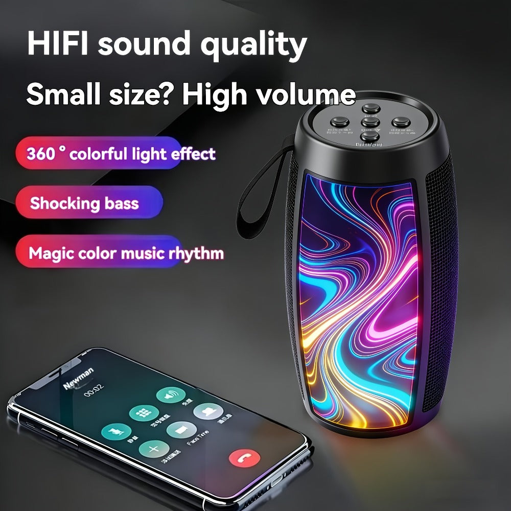 Portable Bluetooth Speaker with 5.1 Surround Sound, Stereo Bass Subwoofer, Dynamic RGB Lighting, Hi-Fi Lossless Audio, Long Battery Life, for PC Tablet Smartphone Parties Travel Entertainment
