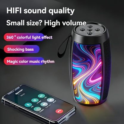 Portable Bluetooth Speaker with 5.1 Surround Sound, Stereo Bass Subwoofer, Dynamic RGB Lighting, Hi-Fi Lossless Audio, Long Battery Life, for PC Tablet Smartphone Parties Travel Entertainment