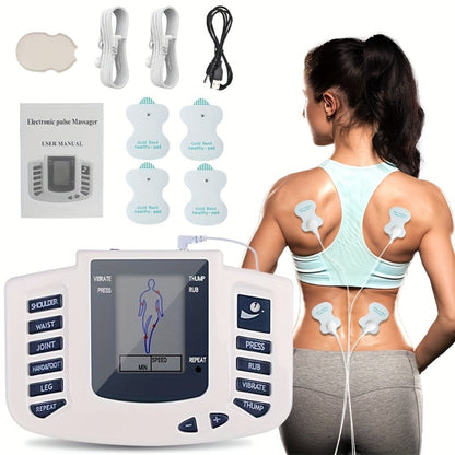 Dual-Channel TENS and EMS Stimulator with Four Electrode Pads in Black 36-Mode or White Versions