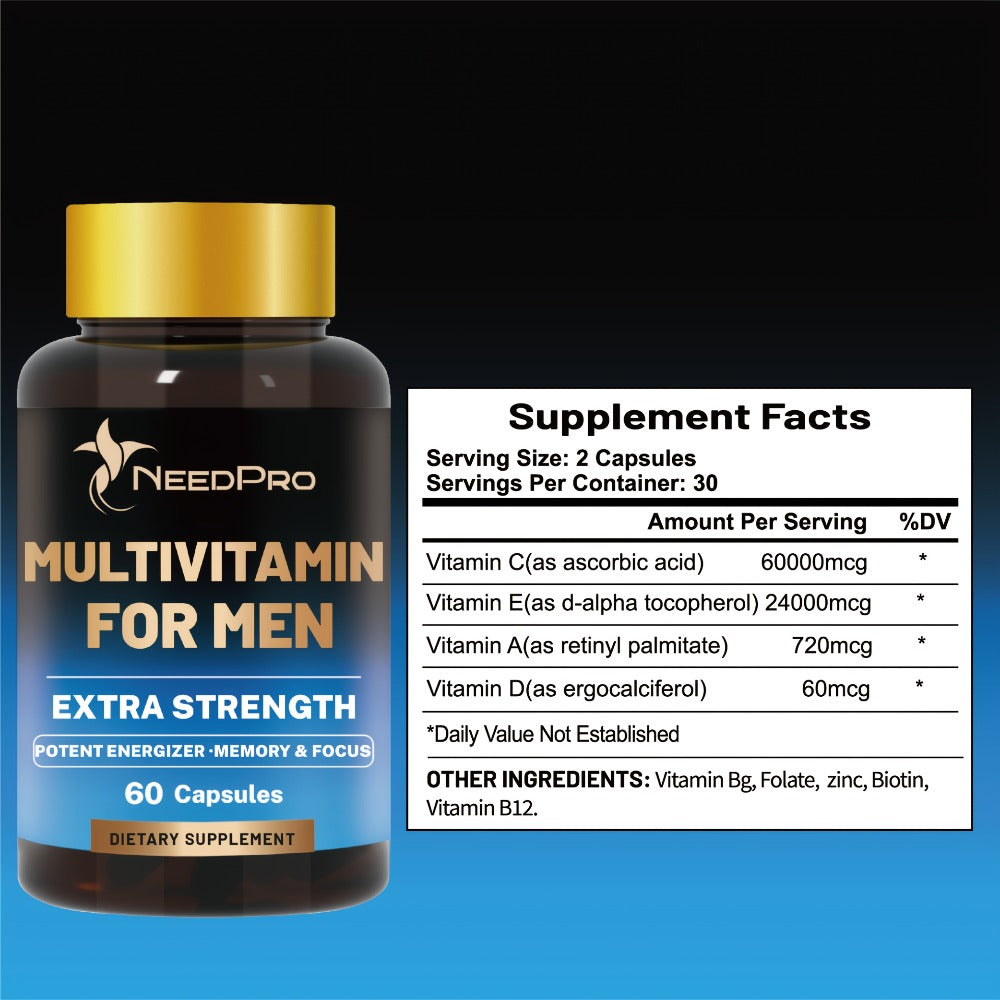 Dietary Supplement Men’s Multivitamin Capsules with Vitamins A, C, D, B6, B12, Zinc, Biotin and Folate