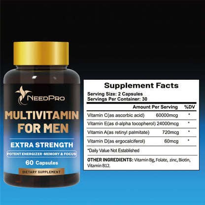 Dietary Supplement Men’s Multivitamin Capsules with Vitamins A, C, D, B6, B12, Zinc, Biotin and Folate
