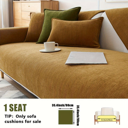 Sofa Cover Ribbed Chenille Stretch Panels with Non-Slip Design for 1 to 4 Seats, Armrests or Cushions