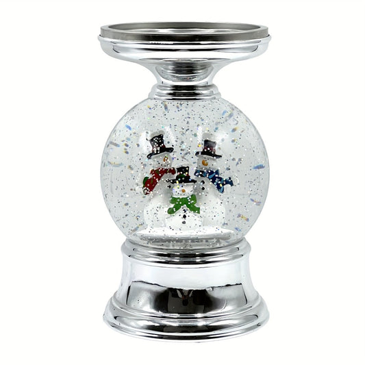 Snowman Water Globe Candle Holder Pedestal Compatible with Bath & Body Works 3-Wick Candles - Winter Christmas Centerpiece Table Decor
