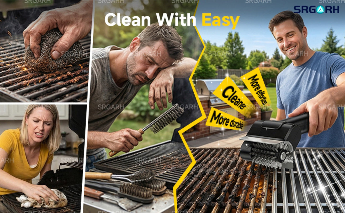 Electric BBQ Grill Brush Cordless Rechargeable Grill Cleaner with 800 RPM Rotating Head, 2000mAh Battery, 304 Stainless Steel Bristles – Outdoor Grilling Tool, Father's Day Gift