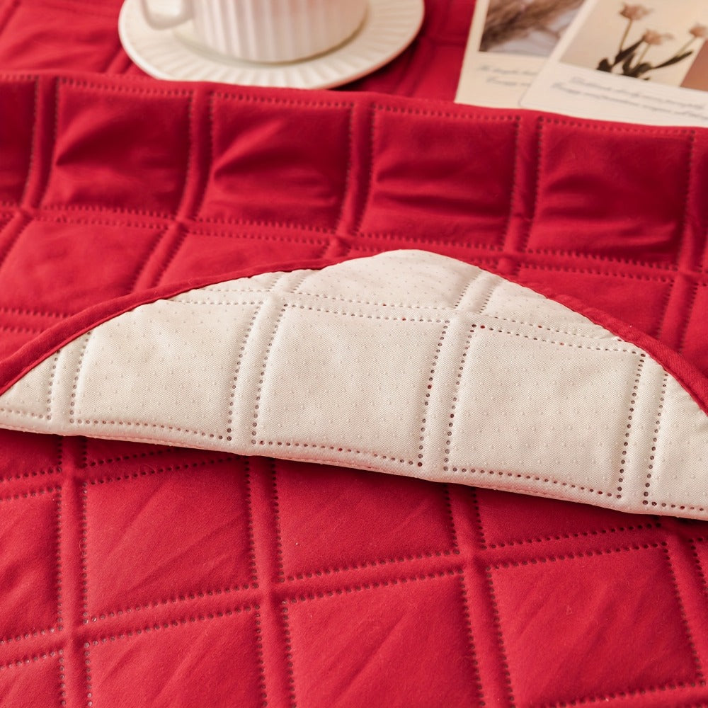 Sofa Cover Three-Piece Soundwave Embossed Set with Sofa Panel, Two Armrest Covers and Anti-Slip Mat
