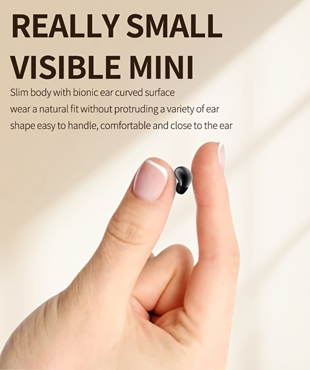 Smallest Invisible Mini Spy Earpiece Wireless, Discreet Low Profile Hidden Earbuds for Small Ear Canals with Microphone Touch Control Type-C, Tiny Micro Headset for Work Study Security Covert Use