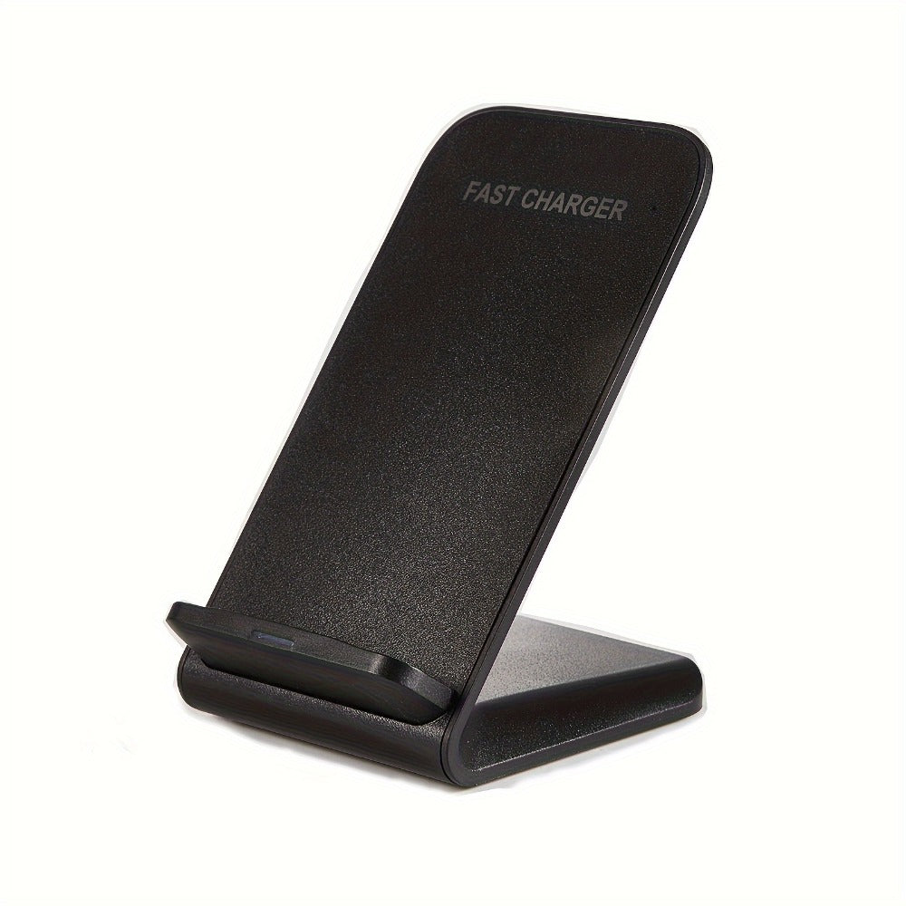Black Dual-Coil Wireless Charging Stand with Vertical or Horizontal Support and 19 Device Labels