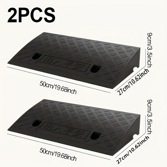 Curb Ramps 2-Pack Portable Heavy Duty Plastic Threshold Ramp Set for Low Clearance Cars Motorcycles Wheelchair – 19.68"L x 10.6"W, 3.5" or 5.1" Rise, Driveway Curb Ramp