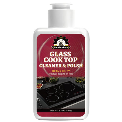 Glass Stovetop Cleaning Paste – Heavy Duty Cooktop Cleaner Cream, Removes Burnt-On Grease, Oil Stains & Food Residue from Stove Tops, Burners & Glass Surfaces, Non-Scratch Easy Scrub Formula
