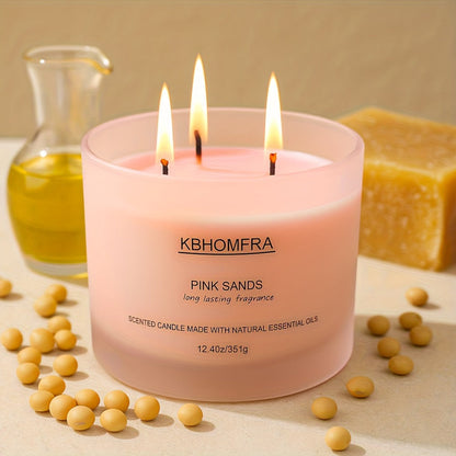 12.4oz Candle with Three Cotton Wicks, Wide Glass Jar, Gift Box and Six Fragrance Selections