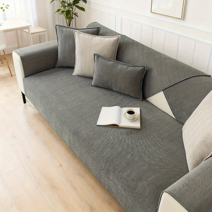 Sofa Cover Ribbed Chenille Stretch Panels with Non-Slip Design for 1 to 4 Seats, Armrests or Cushions
