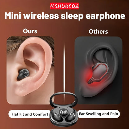 Invisible Sleep Earbuds Bluetooth 5.4 Mini Ultra Compact True Wireless – Noise Cancelling Hi-Fi All Day Wear Touch Control USB-C for Running Sleeping Compatible with All Phones