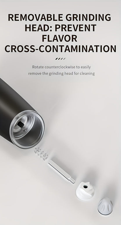 Gravity-Activated Electric Spice Grinder with LED Ring, Adjustable Grind and USB-C or Two-Piece Options