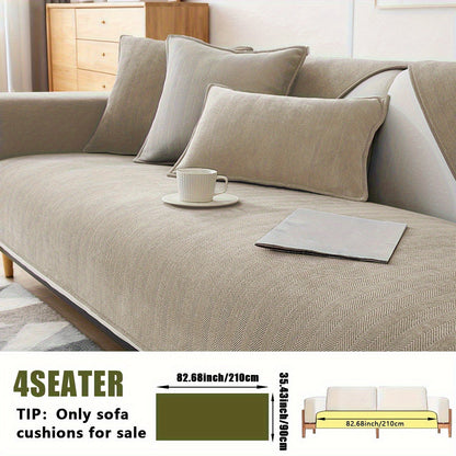 Sofa Cover Ribbed Chenille Stretch Panels with Non-Slip Design for 1 to 4 Seats, Armrests or Cushions