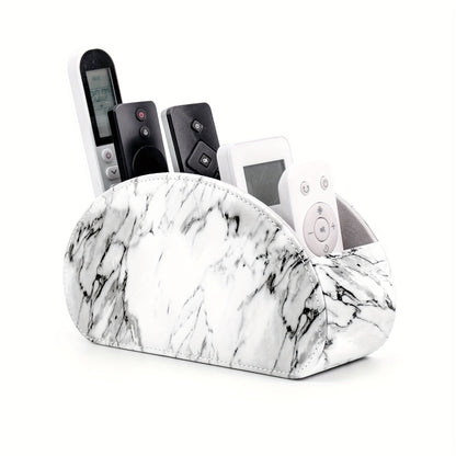 Five-Compartment PU Leather Remote Control and Desk Organizer Caddy with Nine Color and Print Options