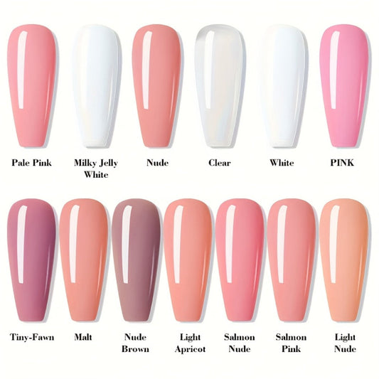 Builder Gel for Nail Extensions 150g Apex Strengthening Kit 13 Shades Clear White Pink Nude Milky Jelly Salmon UV LED Cure Professional Salon Home DIY Manicure Nail Art Women