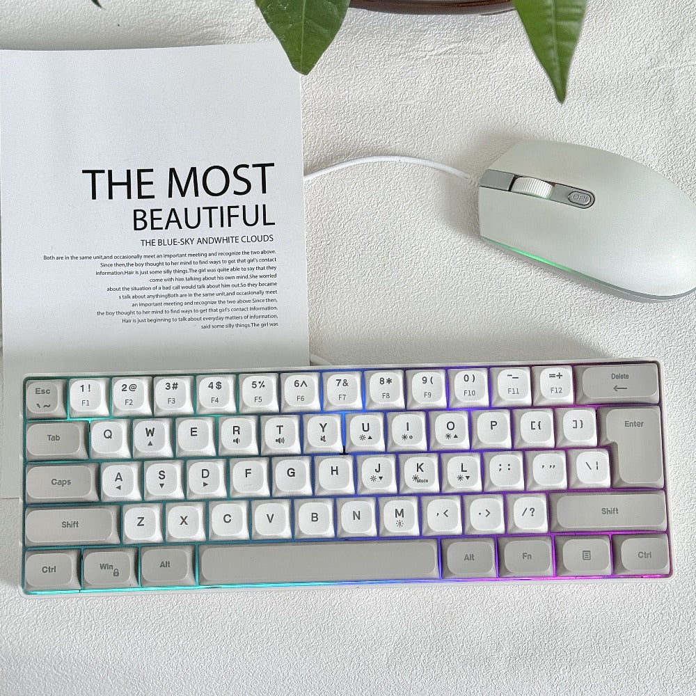 Compact Wired Gaming Keyboard in 61-Key and 68-Key Layouts with Ten Color and Mouse Options