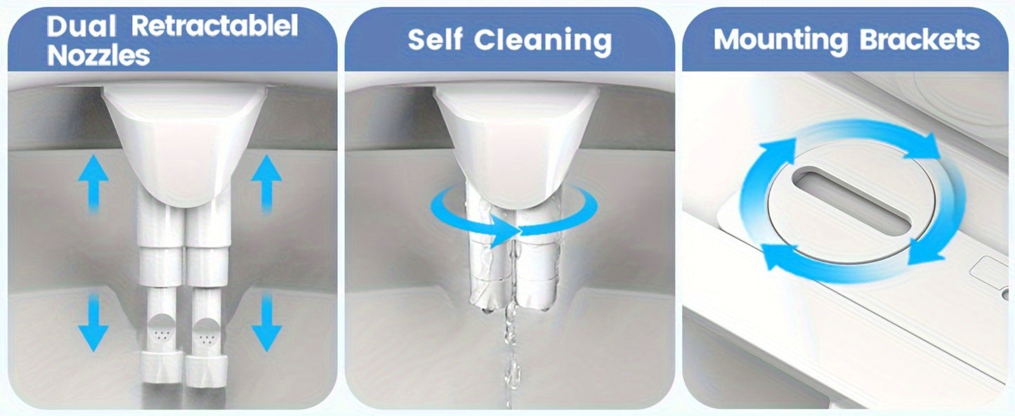 Ultra-Slim Non-Electric Bidet Attachment with Dual Retractable Nozzles and Seven Model Options