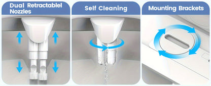 Ultra-Slim Non-Electric Bidet Attachment with Dual Retractable Nozzles and Seven Model Options