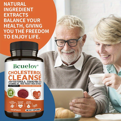 Herbal Supplement with Bcuelov Label, Phytosterols CoQ10 and Red Yeast Rice Capsules, 120 Count