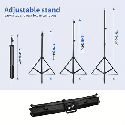 10x7ft Adjustable Backdrop Stand Kit for Photo Studio - Background Support System with 2 Stands, 4 Crossbars, 4 Clamps & Carry Bag for Photography, Video Shoots & Events
