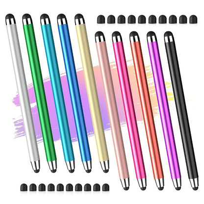 10-Piece Dual-Tip Stylus Pen Set for Capacitive Touchscreens in Three Color Assortments with Passive Design
