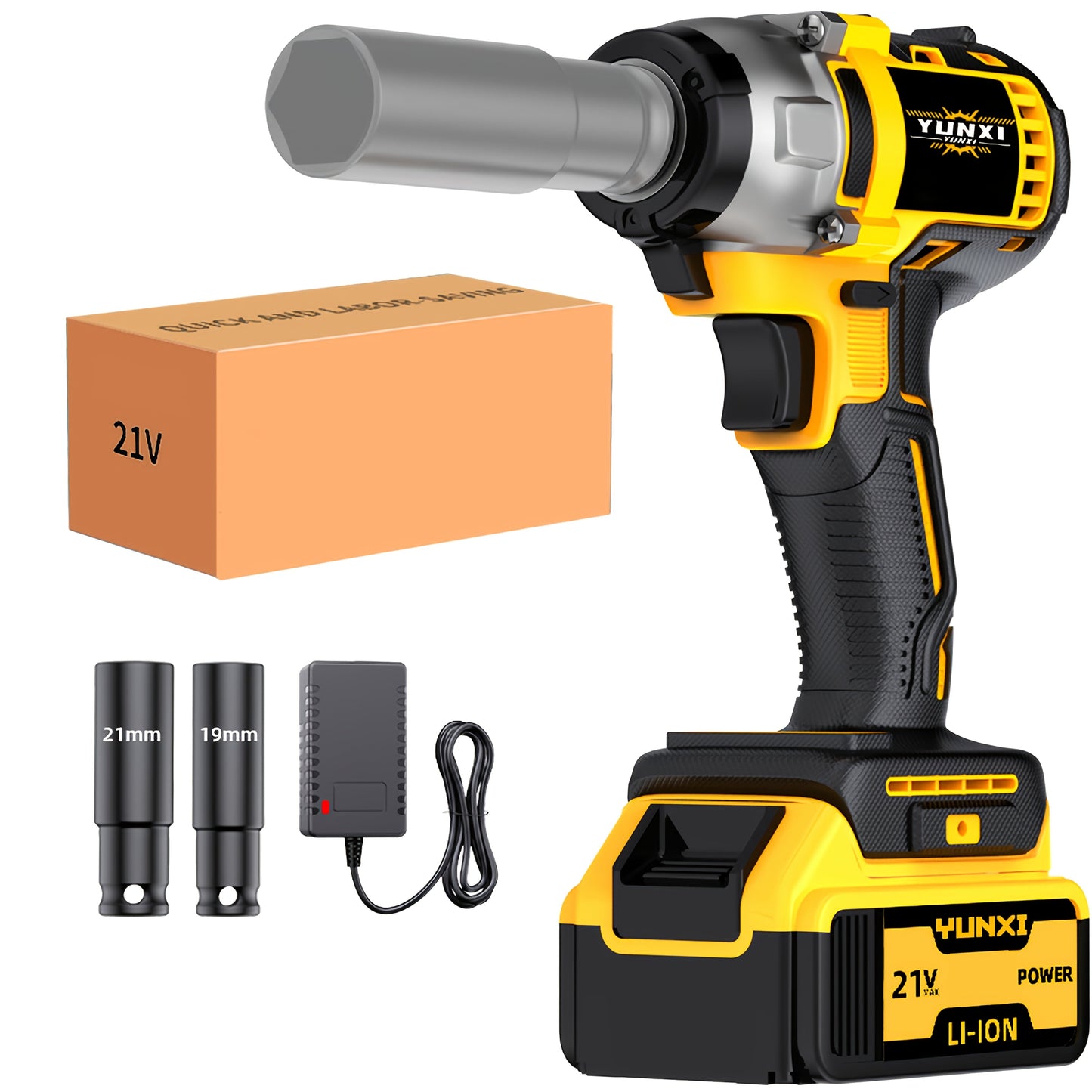 Impact Drill Set 21V Cordless with Drill Bit Accessories, Toolbox & Charger – Heavy Duty Wireless Impact Wrench Drill, 2AH / 4AH Battery Options, for Car Repair, Construction & Heavy-Duty DIY Projects